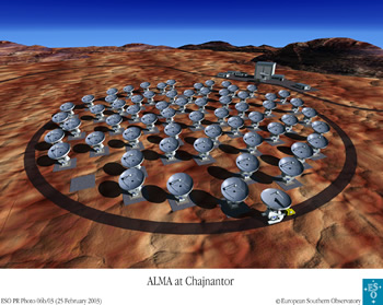 Computer generated image of the Atacamer Large Millimeter Array