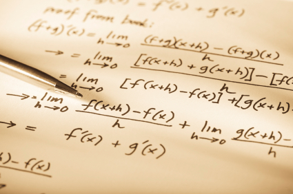 Mathematical formulae written on paper