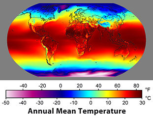 Map of average annual temperature