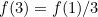 $f(3)=f(1)/3$