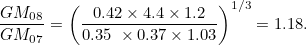 \[ \frac{GM_{08}}{GM_{07}}= \left( \frac{0.42 \times 4.4 \times 1.2 }{0.35 \  \times 0.37 \times 1.03}\right)^{1/3} = 1.18. \]