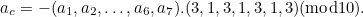 \[  a_ c = - (a_1, a_2,\dots , a_6, a_7).(3, 1, 3, 1, 3, 1, 3)(\mbox{mod} 10).  \]
