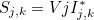 \begin{equation}  S_{j,k}=Vj I_{j,k}^* \end{equation}