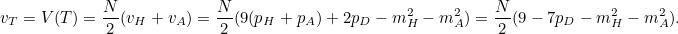 \[ v_ T=V(T)=\frac{N}{2}(v_ H+v_ A)=\frac{N}{2}(9(p_ H+p_ A)+2p_ D-m^2_ H-m^2_ A)=\frac{N}{2}(9-7p_ D-m^2_ H-m^2_ A). \]