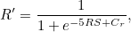 \[ R^{\prime } = \frac{1}{1+e^{-5RS+C_ r}}, \]