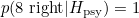 $p( \hbox{8 right} |H_{\rm psy}) =1$