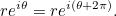 \[ re^{i\theta }=re^{i(\theta +2\pi )}. \]