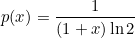 \begin{equation}  p(x)=\frac1{(1+x)\ln 2} \label{E} \end{equation}