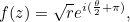 \[ f(z)= \sqrt{r}e^{i(\frac{\theta }{2}+\pi )}, \]