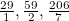 $\frac{29}1,\frac{59}2,\frac{206}7$