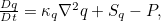 $\frac{Dq}{Dt} = \kappa _ q\nabla ^2 q+S_ q-P,$