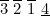 $\overline{3}\  \overline{2}\  \overline{1}\  \underline{4}$