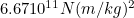 $6.67×10^{−11} N(m/kg)^2$