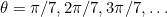 $\theta =\pi /7,2\pi /7,3\pi /7,\ldots $