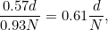 \[ \frac{0.57d}{0.93N}=0.61\frac{d}{N}, \]