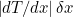 $\left| dT/dx\right| \delta x$