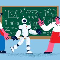 Robot being taught maths