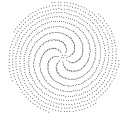 Spiral of seeds produced by pi turns between seeds
