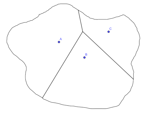 voronoi diagrams with three regions