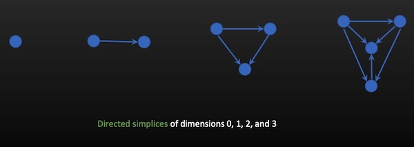 Directed simplices of different dimensions