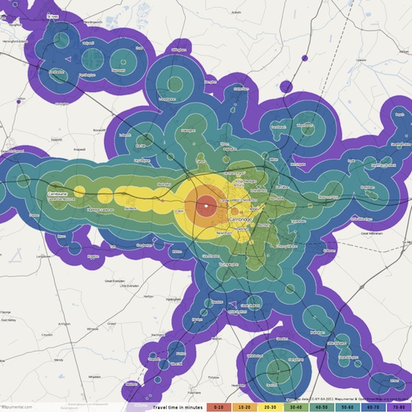 Travel time map