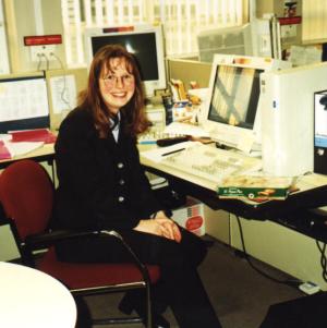 Helen at her desk.