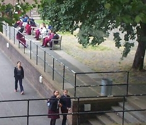 Playground and students at Elizabeth Garrett Anderson School.