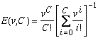 E(v,C) = (v^C/C!) * (1/Sigma(i=0..C, v^i/i!)