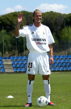 Beckham in his Real Madrid kit