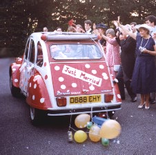 Just married: Decorated wedding car