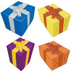 four wrapped presents
