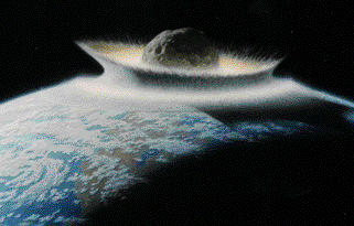 painting of asteroid impact on earth