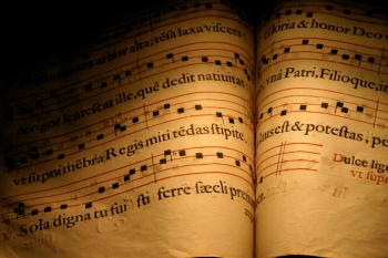 Sheet music with Latin text