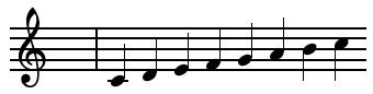 Stave showing C major scale