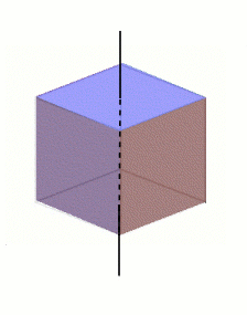 A cube and an axis of rotation 