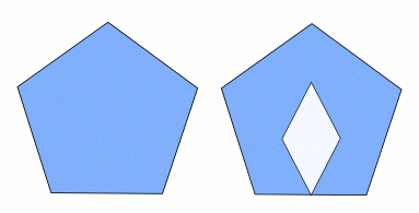 A polygon and a shape that isn't a polygon.