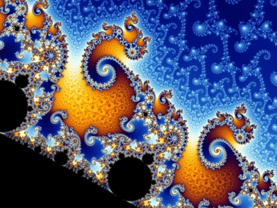 Early computer art often involved fractals: A detail of the Mandelbrot set created by <a href='http://commons.wikimedia.org/wiki/User:Wolfgangbeyer'>Wolfgang Beyer</a>.