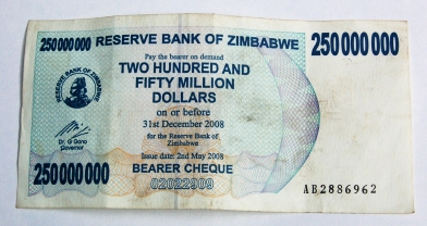 A Zimbzbwean banknote