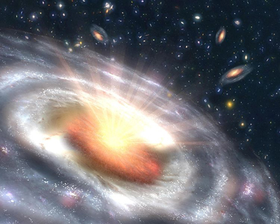 An artist's impression of a quasar, image courtesy <a href='http://www.nasa.gov'>NASA</a>.