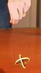 Figure 8: A toy gyroscope, spinning while dangling on a string.