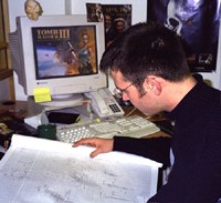 Andrew hard at work designing a game level