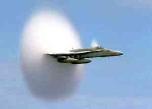 A plane breaking the sound barrier 