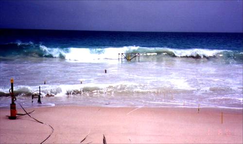 Taking the measurements on Leighton Beach