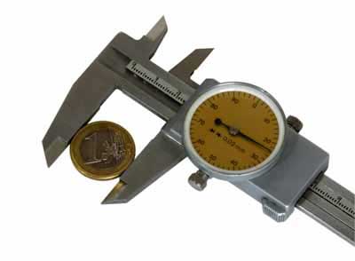 measuring the diameter of a coin
