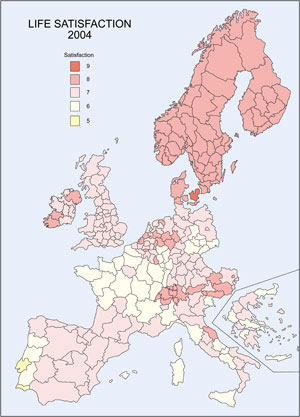 Life satisfaction by region.(Figure by Aslam and Corrado, 2007. Used with permission)