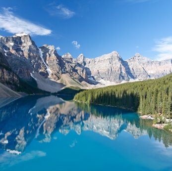 Mountains reflected in lake