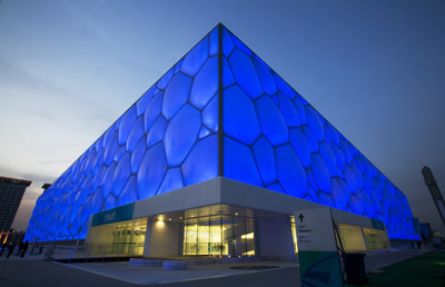 The Water Cube at night