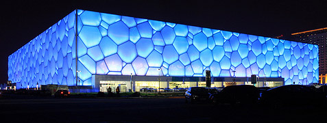The Water Cube at night