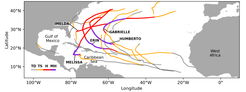 Hurricane map for 2025