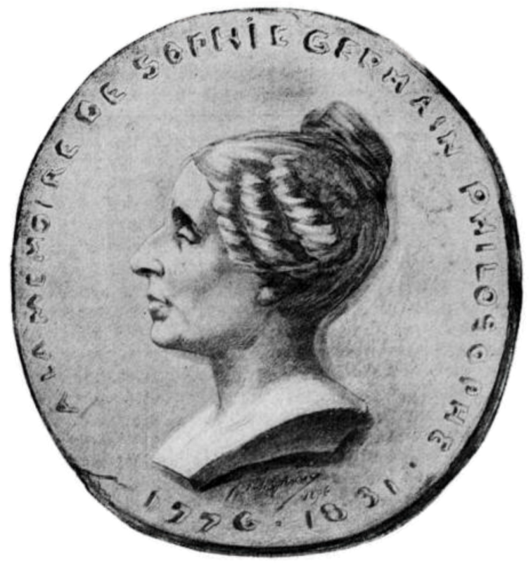 Sophie Germain on a coin or medal